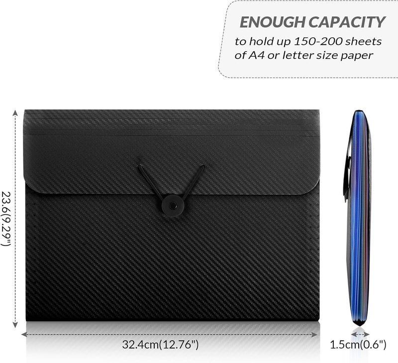 Skydue Accordion File Organizer, Expanding File Folder with 7 Pockets, Portable Receipt Paper Bill Document Organizer, Letter/A4 Size Filing Folder School Office Supplies, Black - Image 2